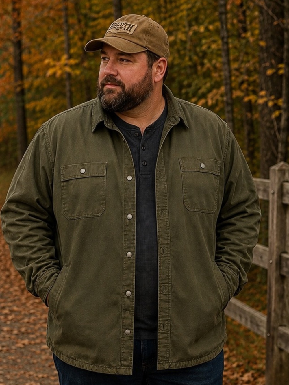 Duluth Trading Co 3XL Olive Green Flannel Lined Canvas Field Shirt Jacket